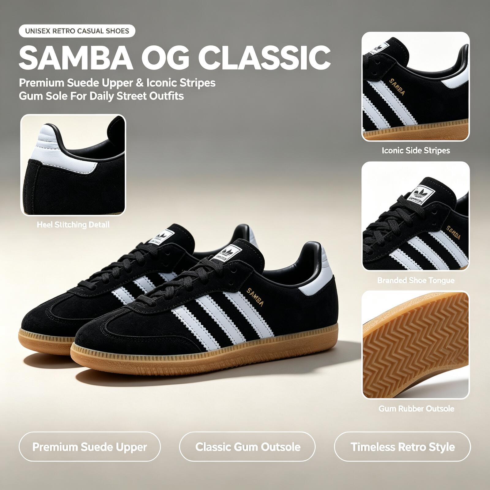 รองเท้าผ้าใบ Adidas SAMBA OG I - Adidas Shoes Samba บทวิจารณ์และราคา
